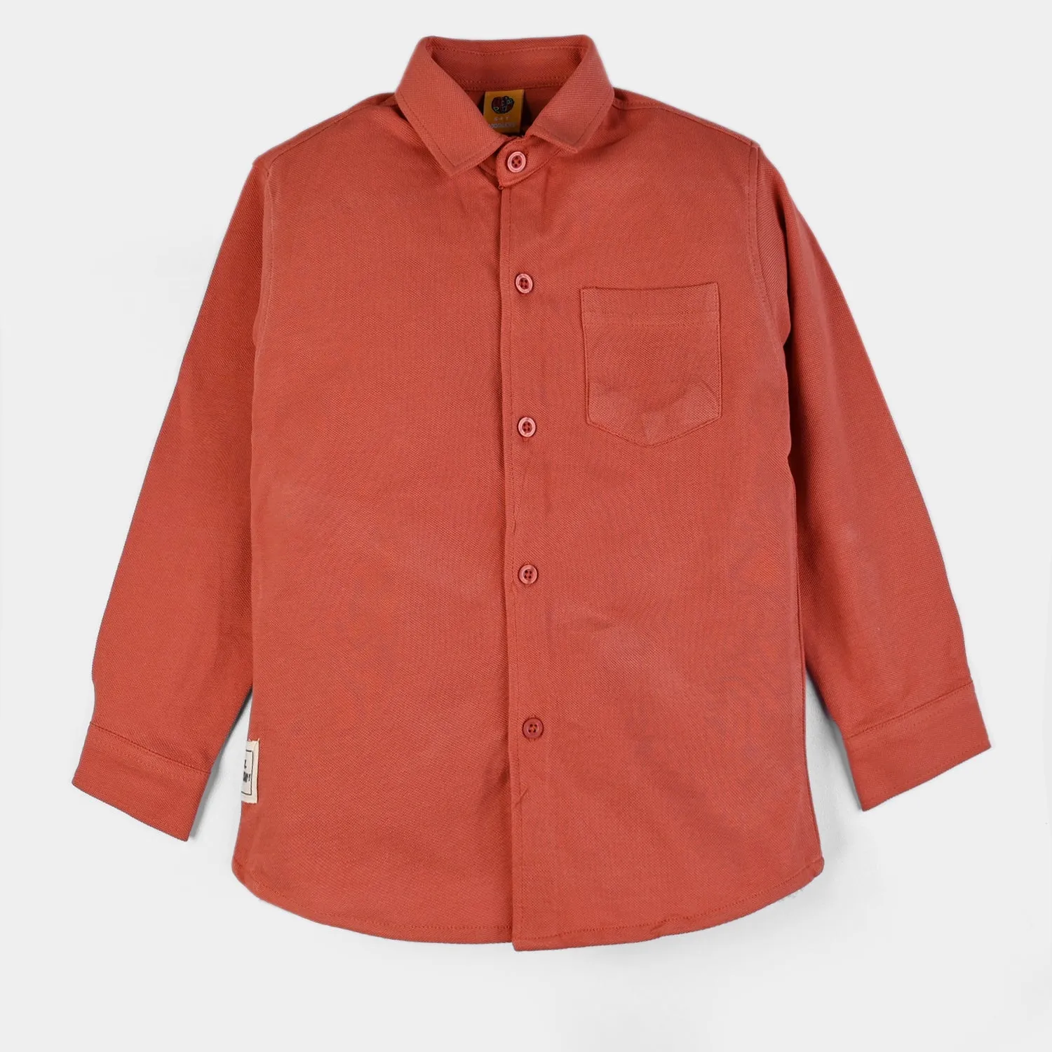 Boys Pique Casual Shirt F/S Basic - Mecca Orange