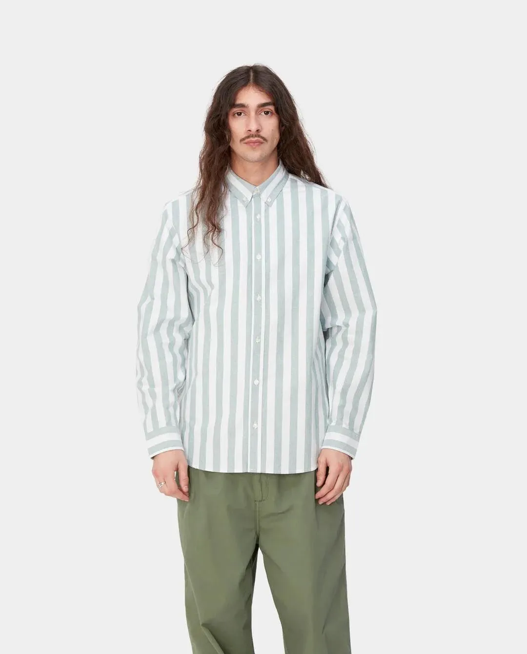 Carhartt WIP - LS Dillon Shirt - Chervil/White