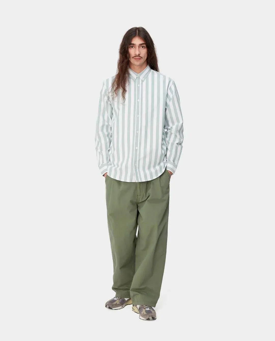 Carhartt WIP - LS Dillon Shirt - Chervil/White