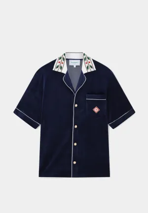 Casablanca Men's Velour Laurel Shirt Navy