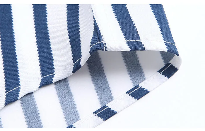Casual Non-Iron Stretch Long Sleeve Striped Dress Shirt