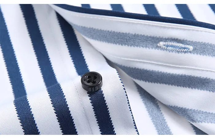 Casual Non-Iron Stretch Long Sleeve Striped Dress Shirt