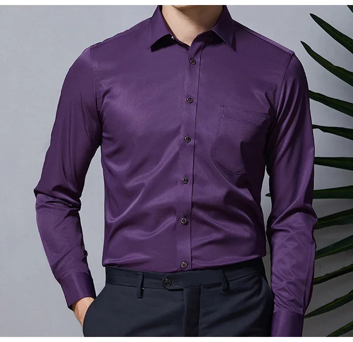 Casual Non-Iron Stretch Long Sleeve Striped Dress Shirt