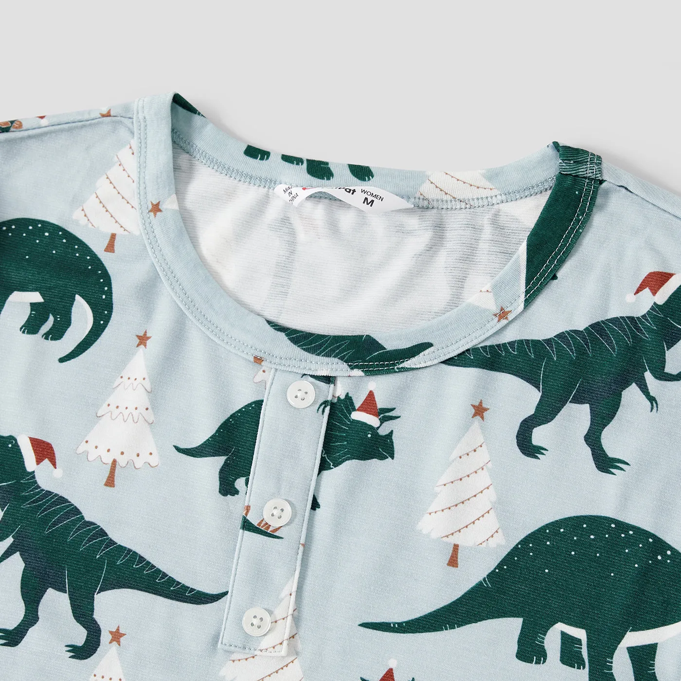 Christmas Family Matching Dinosaur Print Long-sleeve Pajamas Sets(Flame resistant)