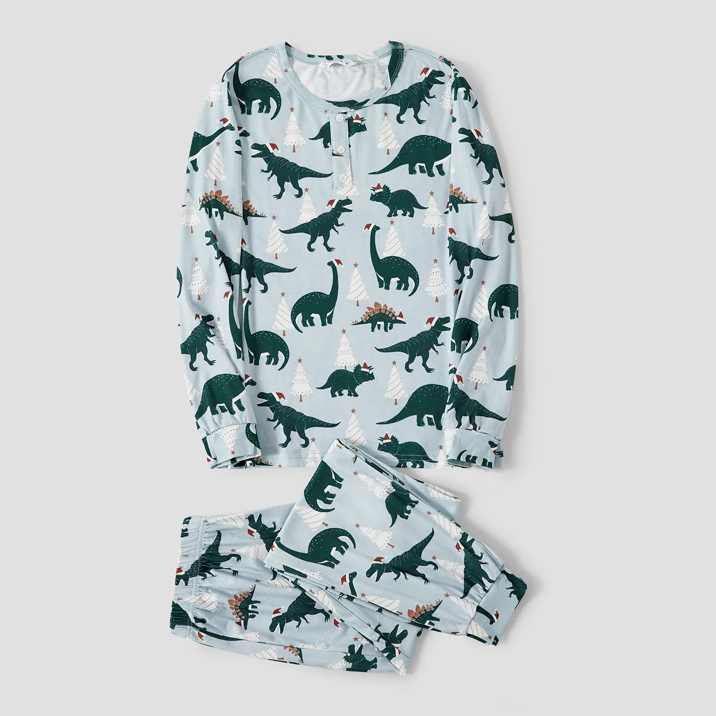 Christmas Family Matching Dinosaur Print Long-sleeve Pajamas Sets(Flame resistant)