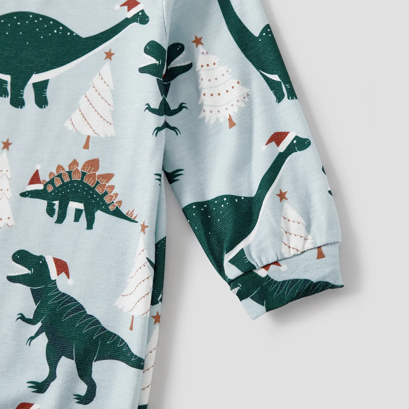 Christmas Family Matching Dinosaur Print Long-sleeve Pajamas Sets(Flame resistant)