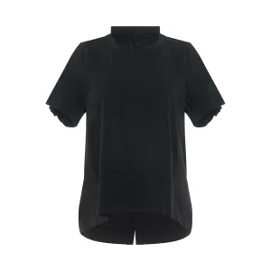 Classic Shirt Pleated Back T-Shirt in Black