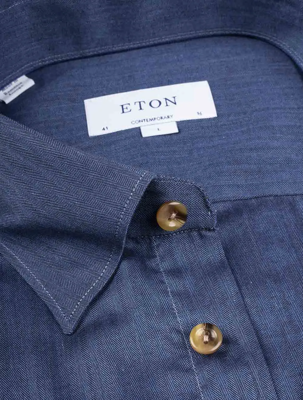 Contemporary Fit Herringbone Flannel Shirt Blue