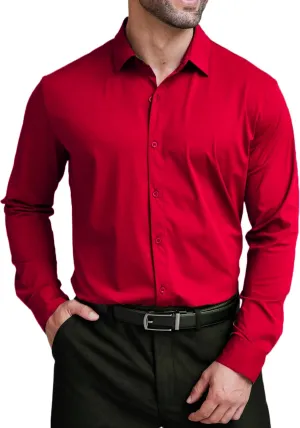 COOFANDY Mens Dress Shirts Long Sleeve 4-Way Stretch Wrinkle Free Shirts Button Down Business Formal Shirts