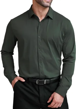 COOFANDY Mens Dress Shirts Long Sleeve 4-Way Stretch Wrinkle Free Shirts Button Down Business Formal Shirts