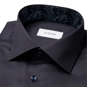 ETON - Navy Blue CONTEMPORARY FIT Floral Effect Signature Twill Shirt 10001249329