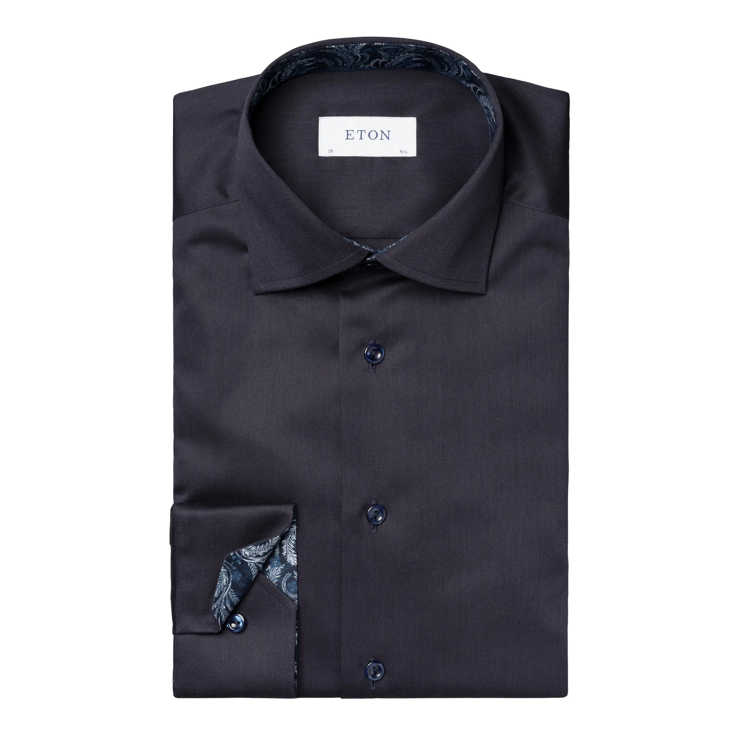 ETON - Navy Blue CONTEMPORARY FIT Floral Effect Signature Twill Shirt 10001249329