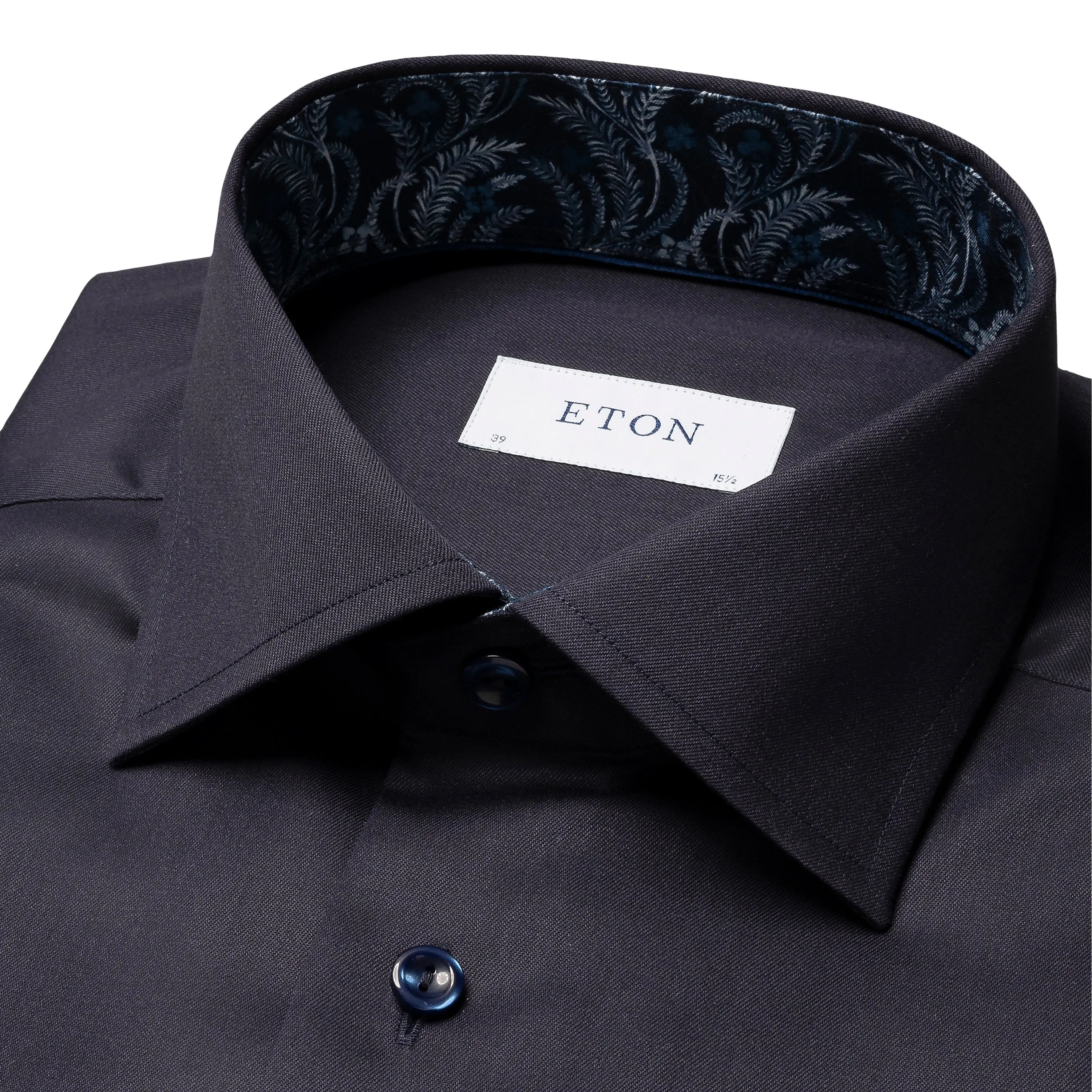 ETON - Navy Blue CONTEMPORARY FIT Floral Effect Signature Twill Shirt 10001249329