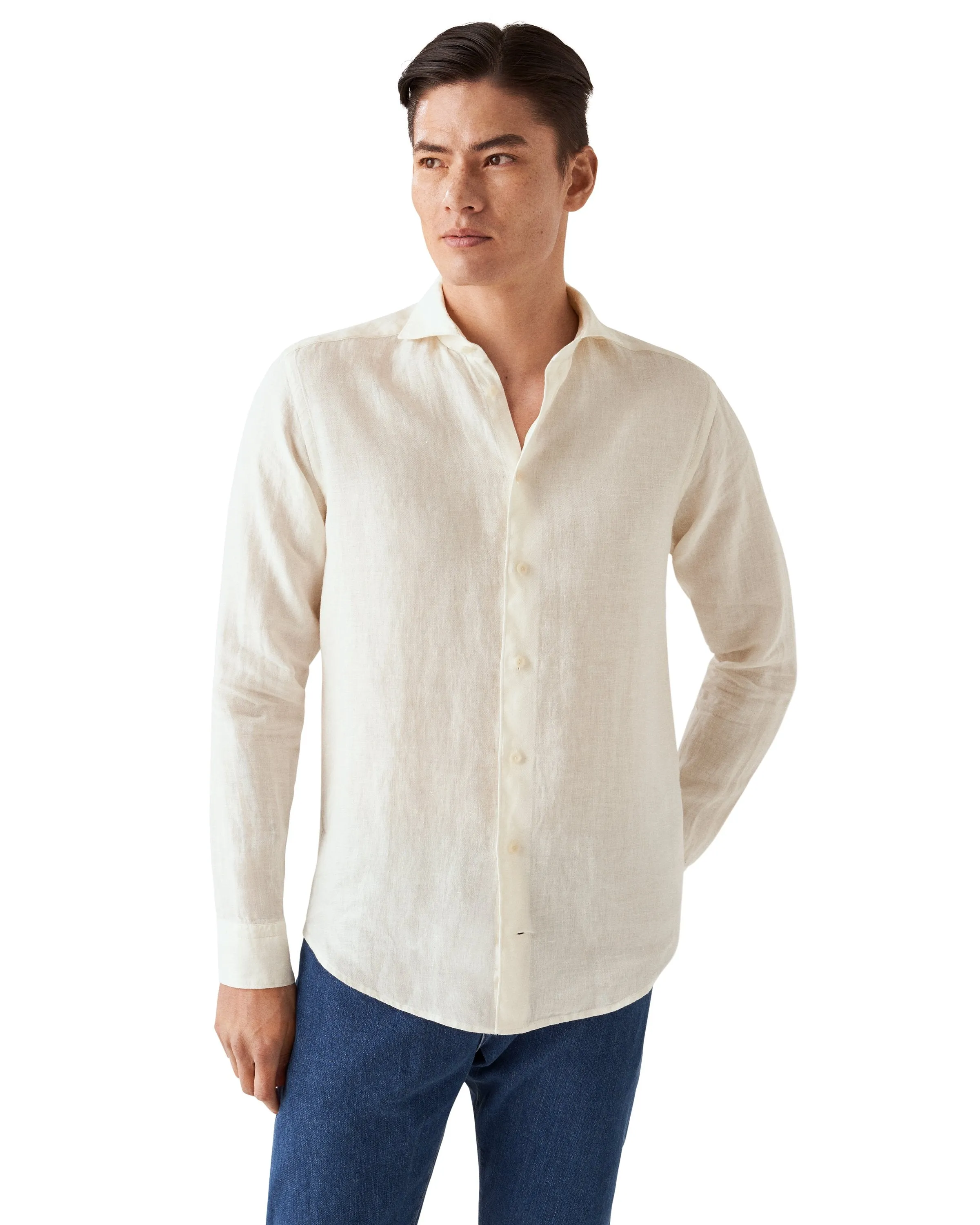 ETON - Off White CONTEMPORARY FIT Linen Twill Shirt 10000470900