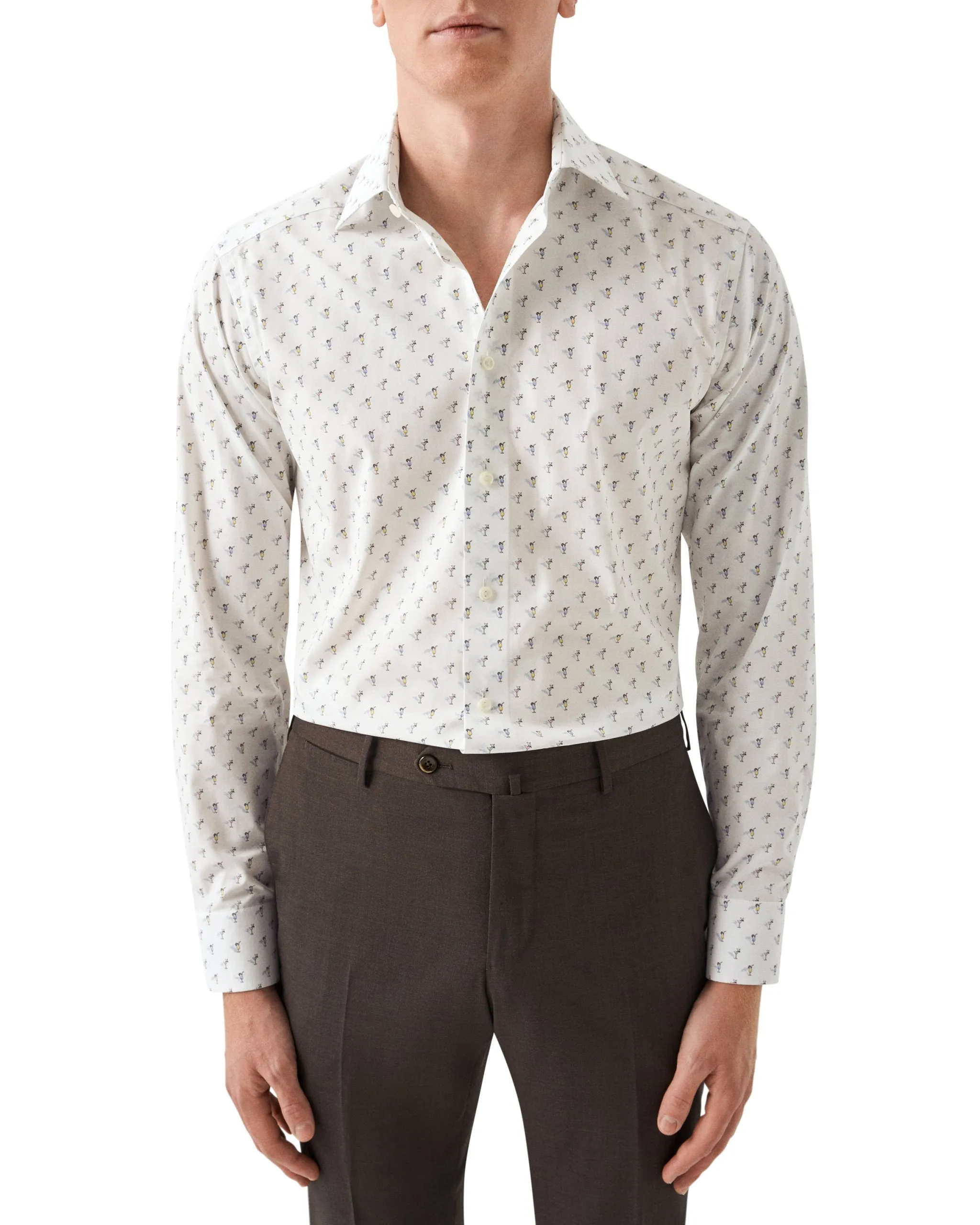 ETON - White CONTEMPORARY FIT Drink Print Signature Poplin Shirt 10001165101