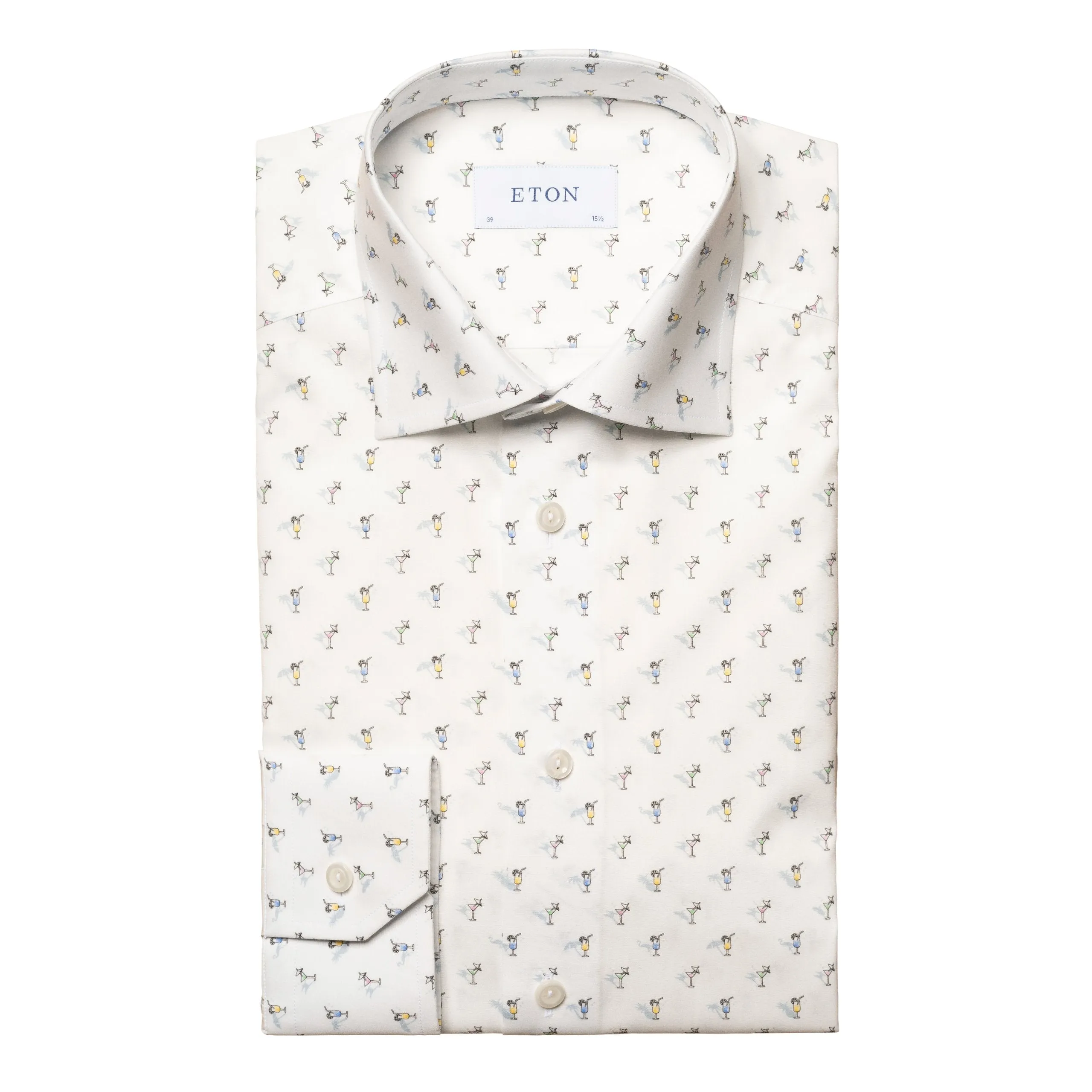 ETON - White CONTEMPORARY FIT Drink Print Signature Poplin Shirt 10001165101