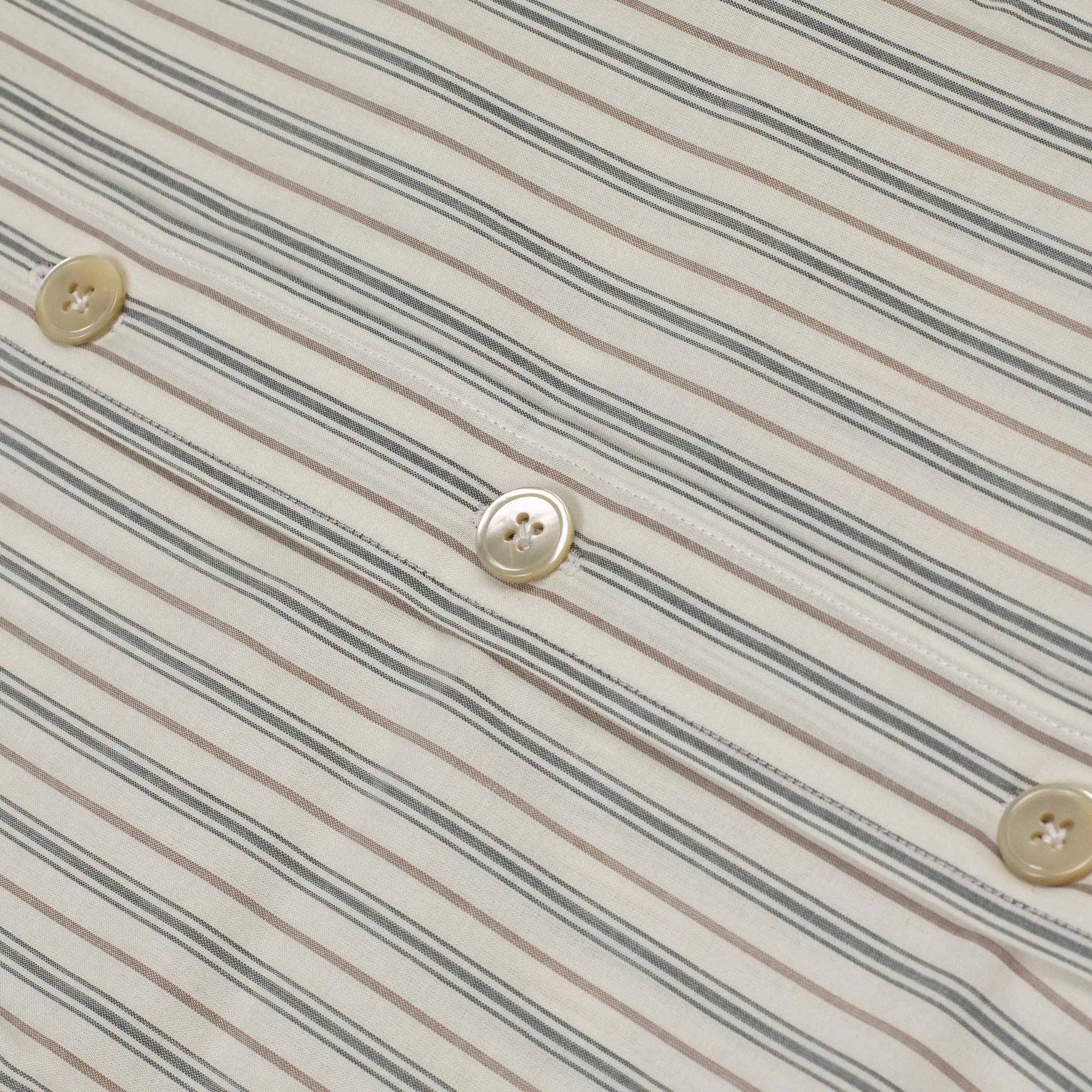 Exclusive Work Shirt in ecru cotton with blue and tan retro stripes