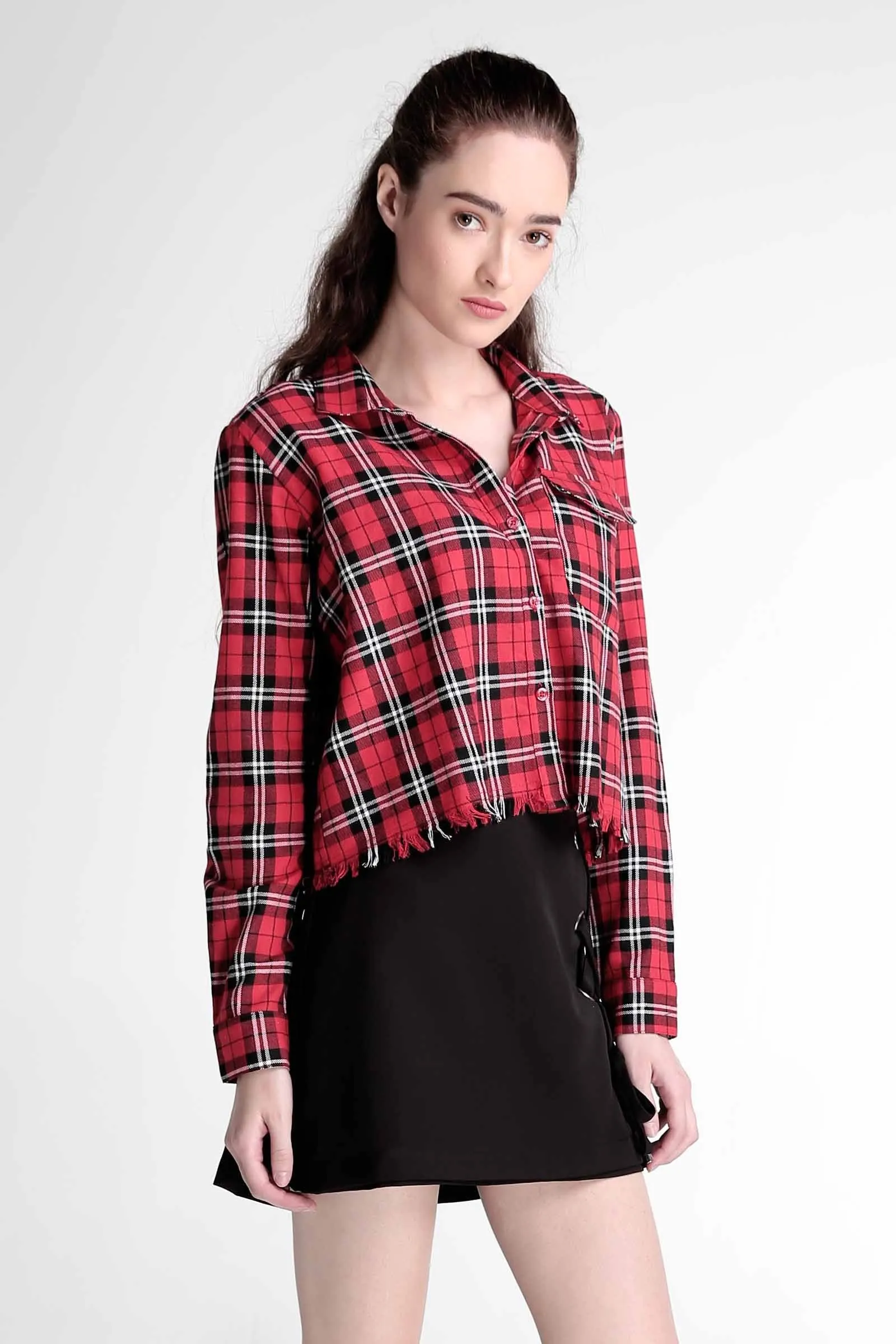 Flannel Shirt With Raw Edge Effect