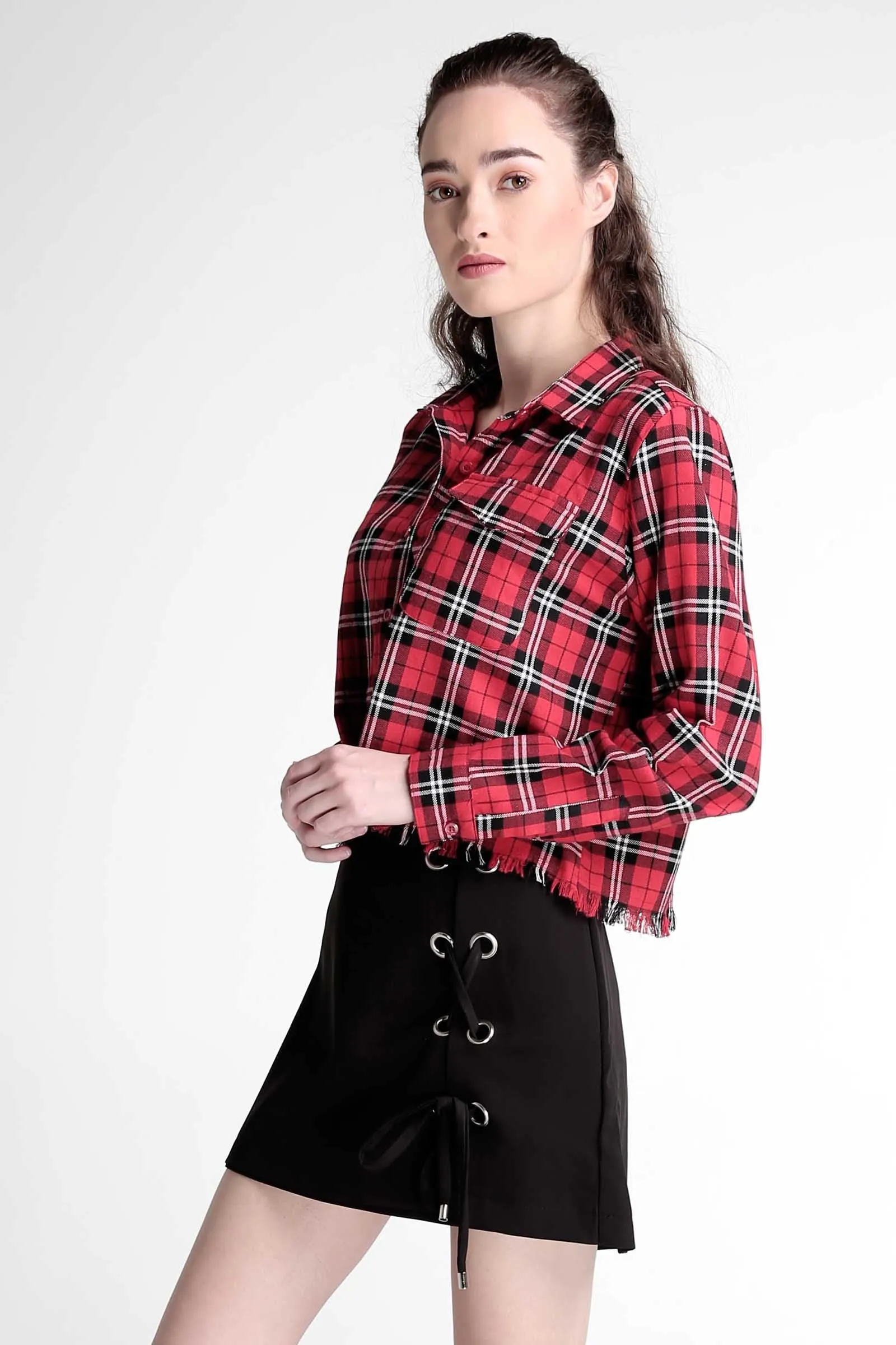 Flannel Shirt With Raw Edge Effect