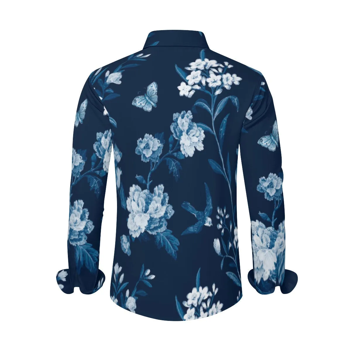 Floral Shirt Men, Navy Blue Shirt, Abstract Floral Shirt, Dark Blue Dress Shirt, Men's Dress Shirt, Romantic Shirt Men, Elegant Shirt Men