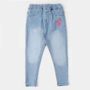 Girls Jegging Denim Hearts - LIGHT BLUE