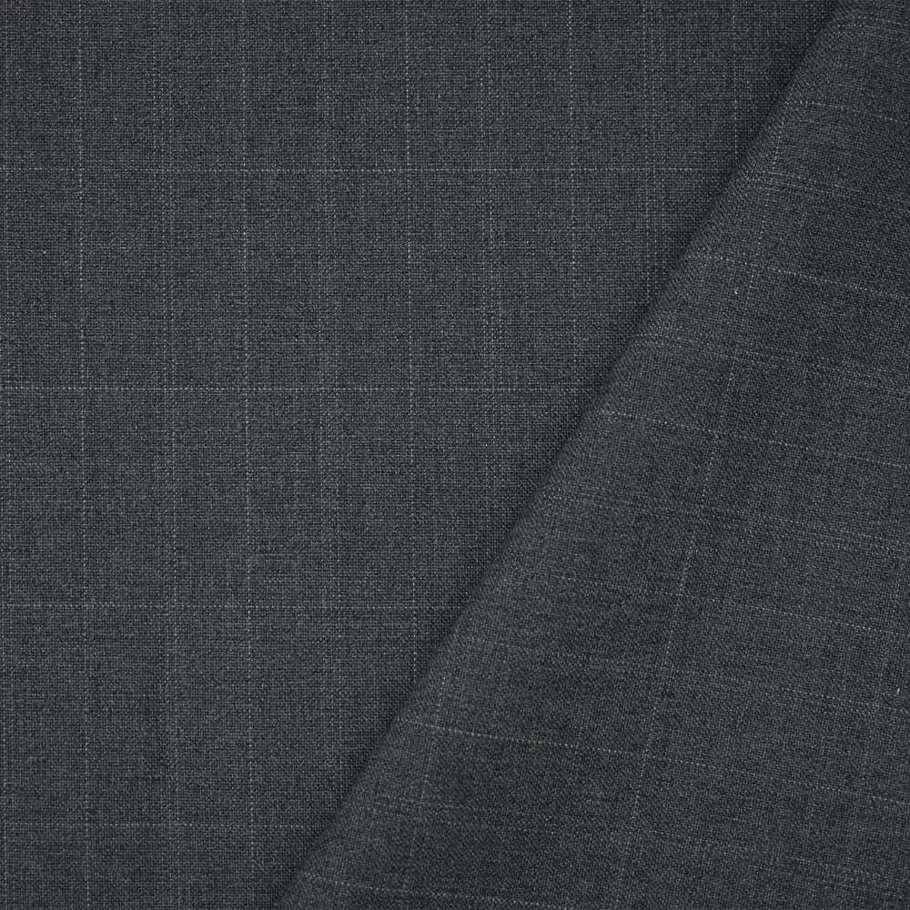 Gray Tone Poly-Wool Check Plaid Woven Shirting Fabric