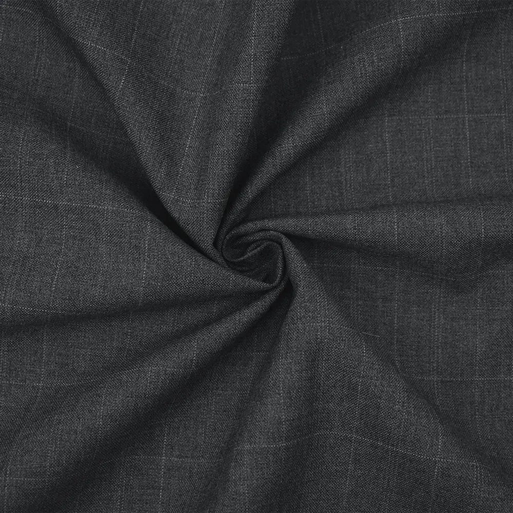 Gray Tone Poly-Wool Check Plaid Woven Shirting Fabric