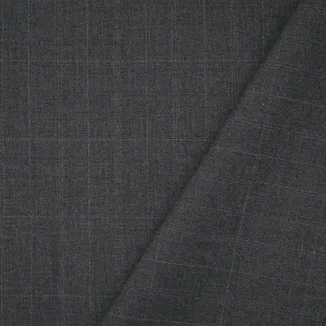 Gray Tone Poly-Wool Check Plaid Woven Shirting Fabric