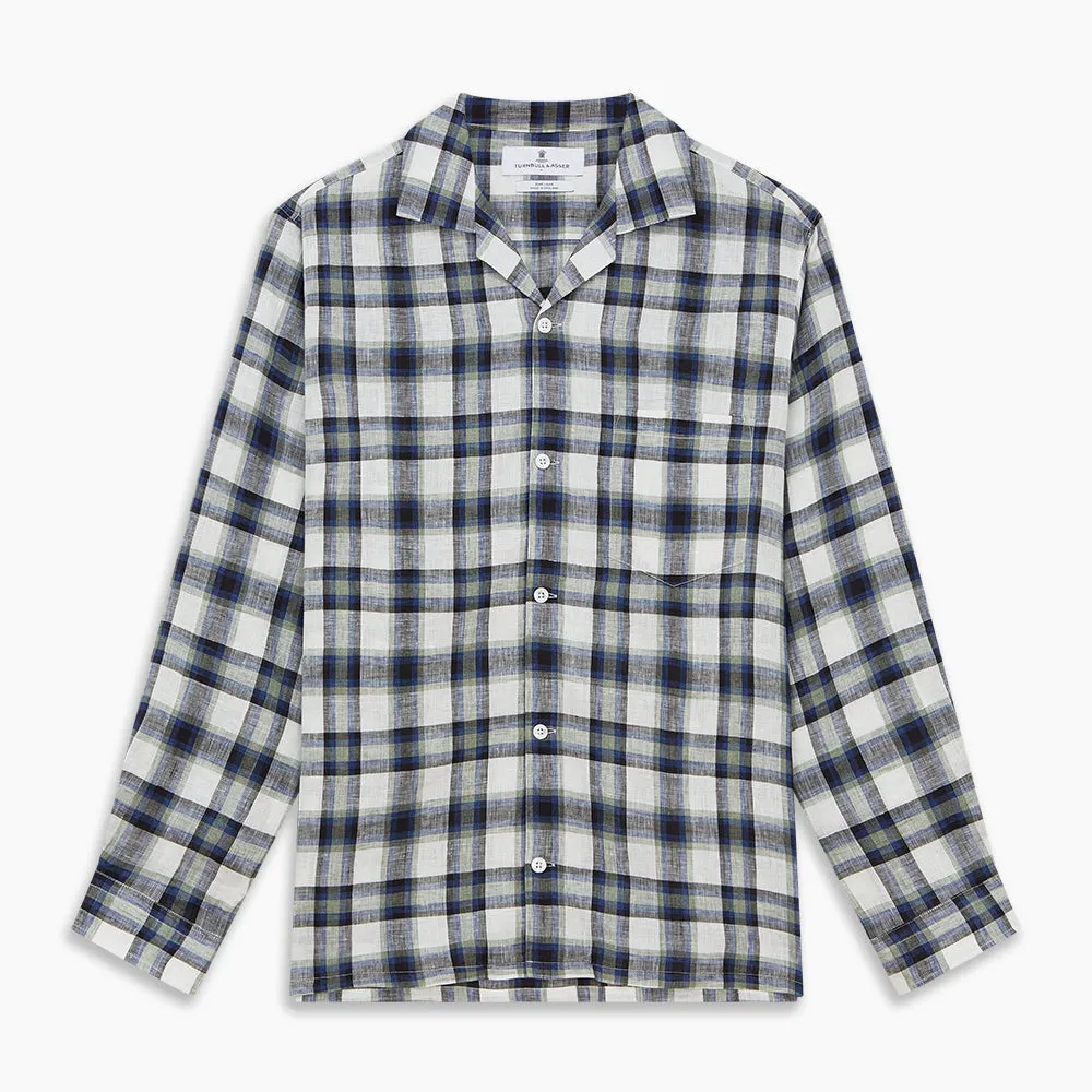 Green Multi Check Linen Holiday Fit Winnington Shirt