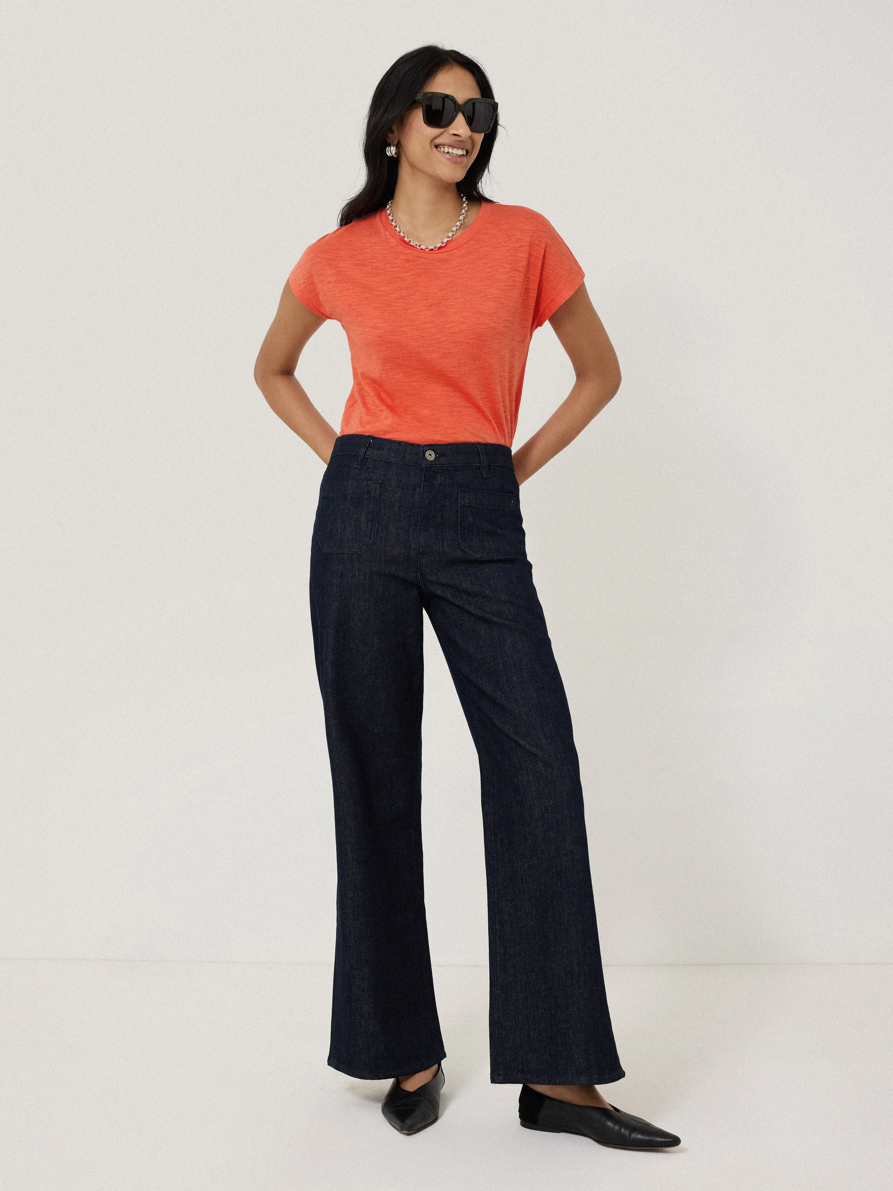 Harlech Cap Sleeve Top | Orange