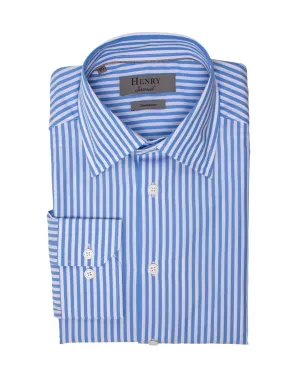 HENRY SARTORIAL Contemporary Fit Stripe Shirt NAVY/WHITE