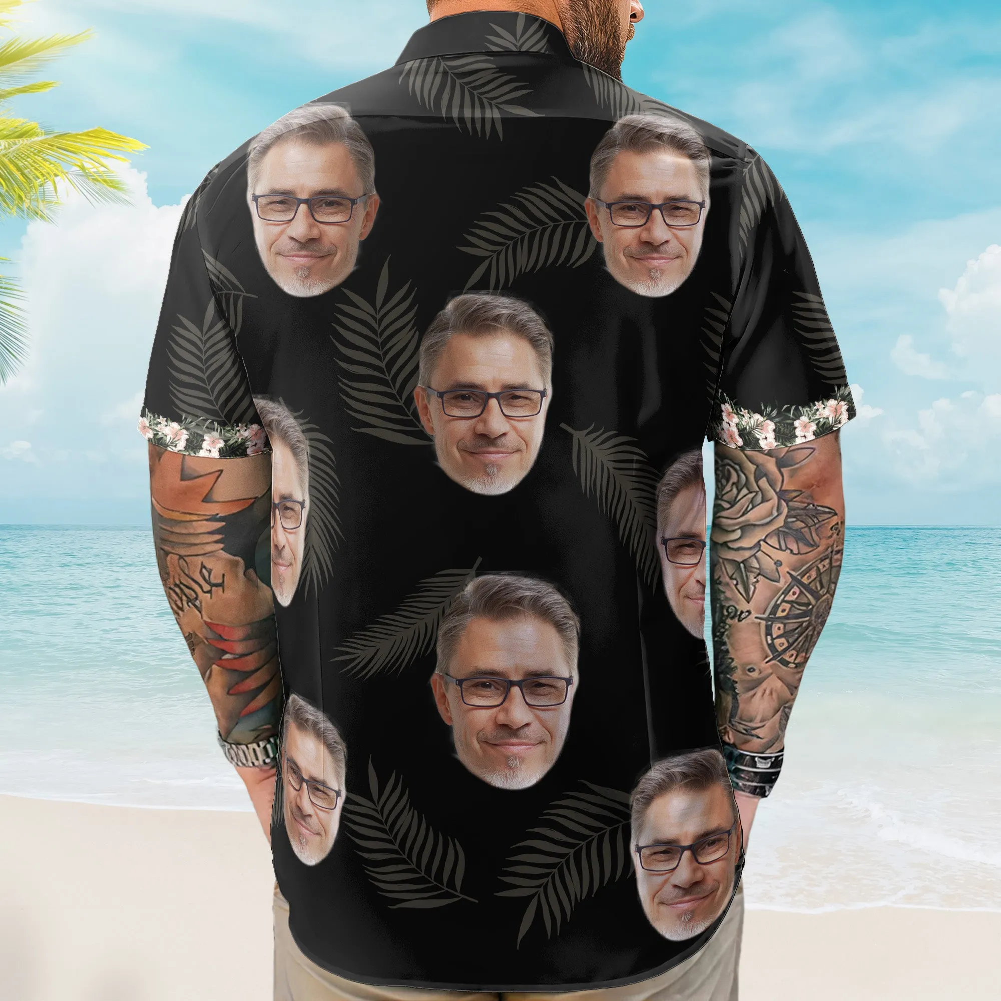 Hibiscus Tropical Line Vintage Funny Face Aloha Shirts - Custom Photo Hawaiian Shirts