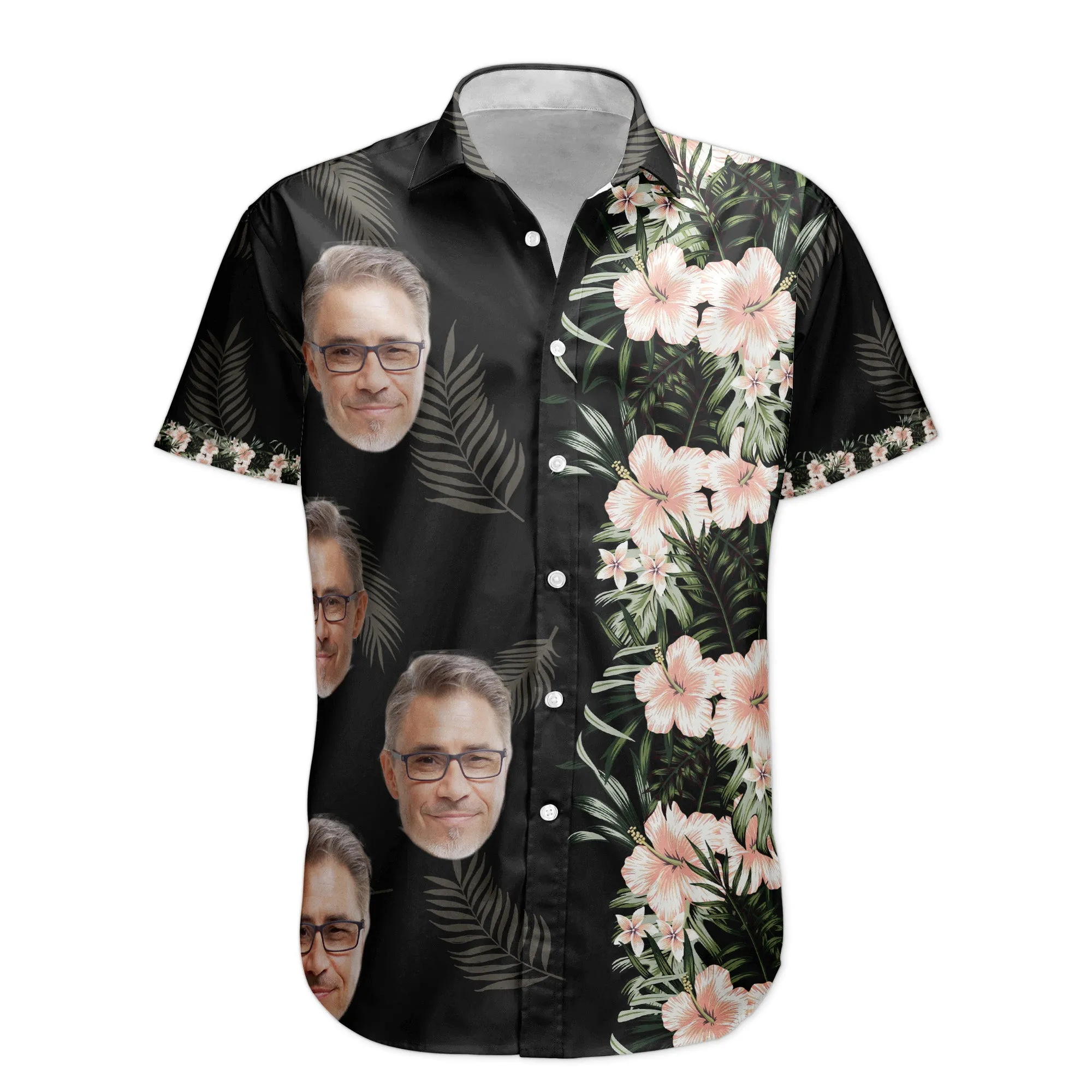 Hibiscus Tropical Line Vintage Funny Face Aloha Shirts - Custom Photo Hawaiian Shirts
