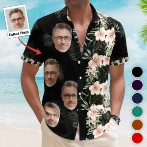 Hibiscus Tropical Line Vintage Funny Face Aloha Shirts - Custom Photo Hawaiian Shirts