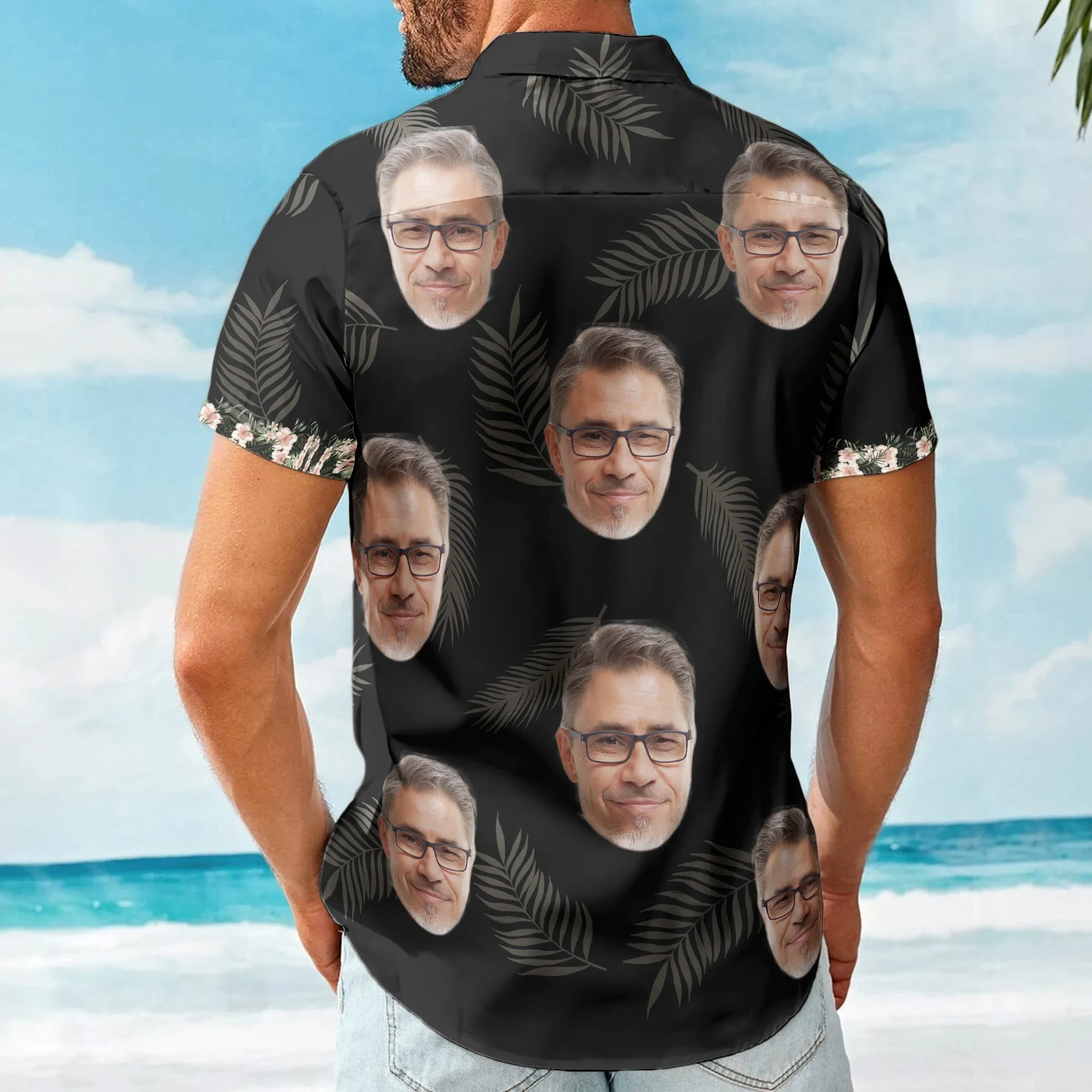 Hibiscus Tropical Line Vintage Funny Face Aloha Shirts - Custom Photo Hawaiian Shirts