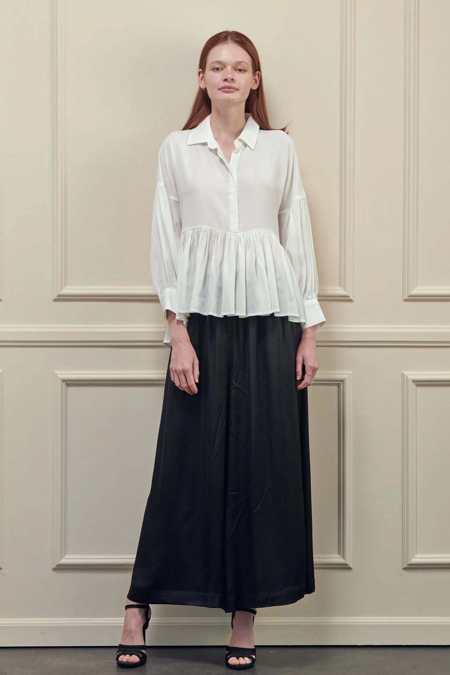 High and low button-down shirts