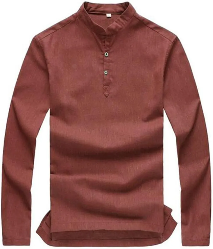 Hoerev Men Casual Long Sleeve Linen Slim Fit Shirts Beach Shirts