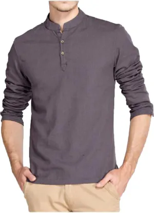Hoerev Men Casual Long Sleeve Linen Slim Fit Shirts Beach Shirts