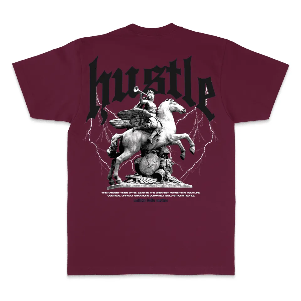 Hustle Builds Strong People - Maroon T-Shirt