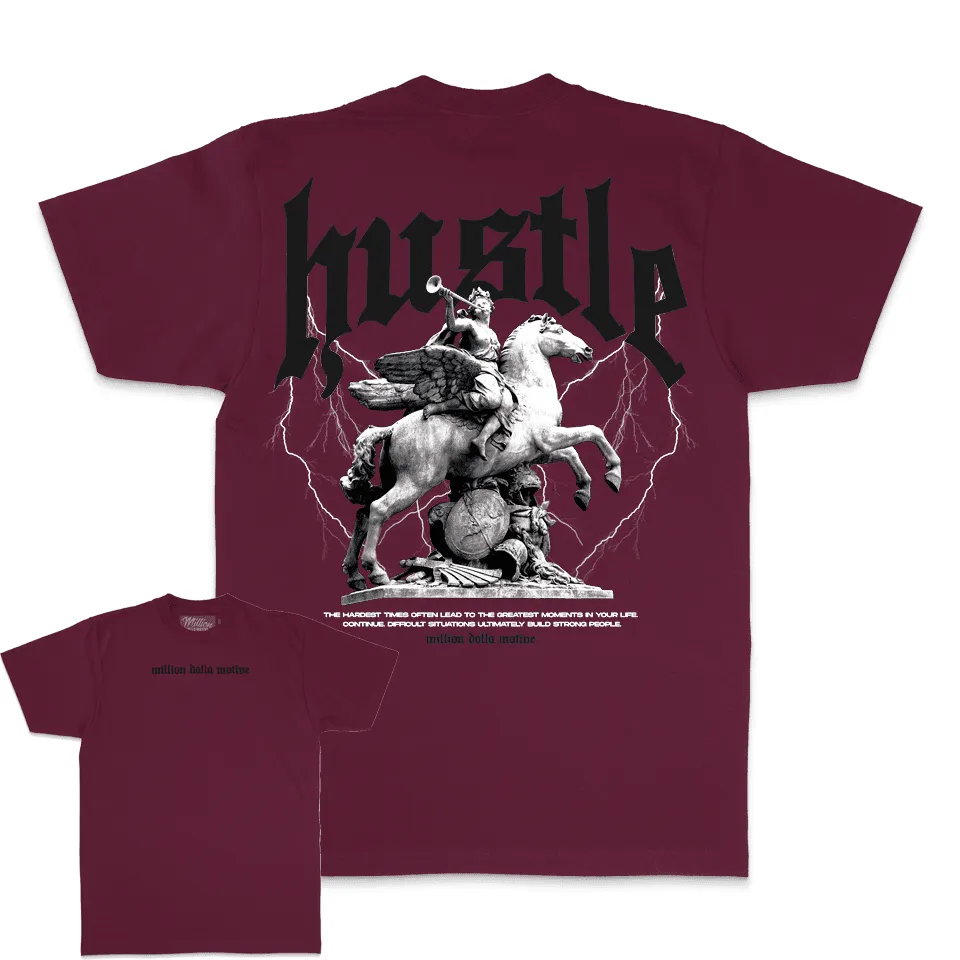 Hustle Builds Strong People - Maroon T-Shirt