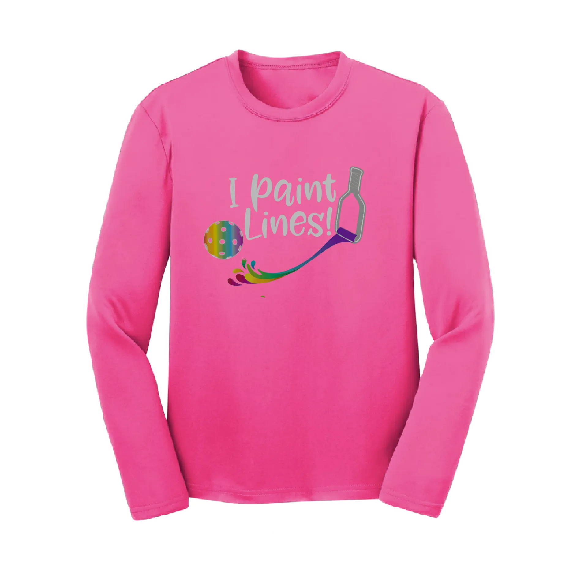 I Paint Pickleball Lines | Youth Long Sleeve Pickleball Shirts | 100% Polyester