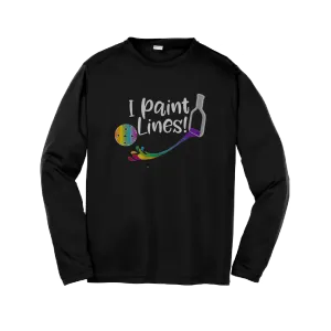 I Paint Pickleball Lines | Youth Long Sleeve Pickleball Shirts | 100% Polyester