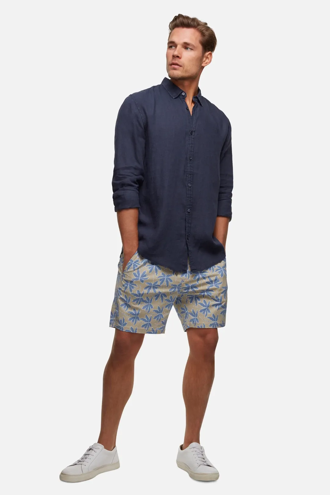 INDUSTRIE - The Tennyson Linen L/S Shirt - OD Navy
