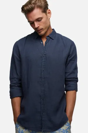 INDUSTRIE - The Tennyson Linen L/S Shirt - OD Navy