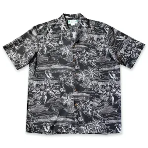 Island Hop Black Hawaiian Rayon Shirt