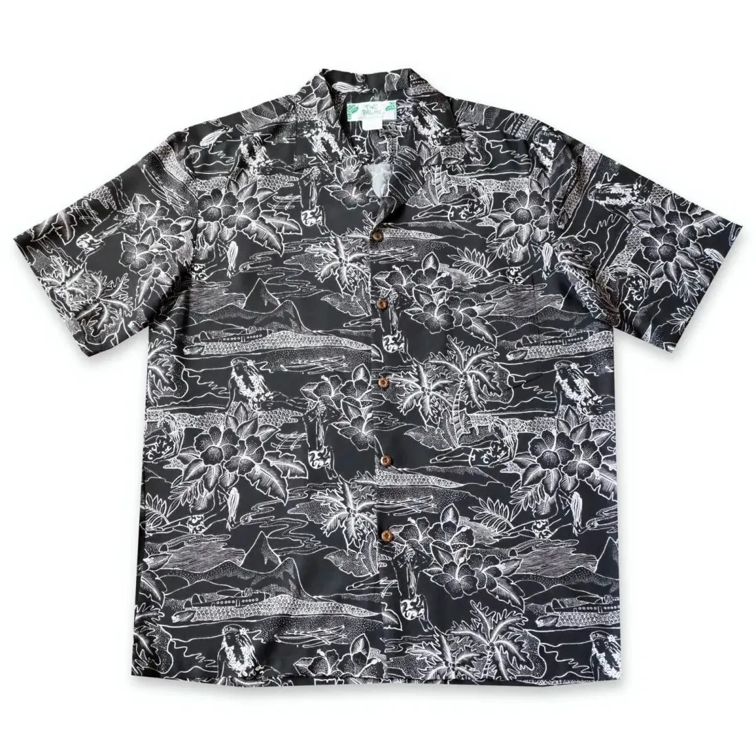 Island Hop Black Hawaiian Rayon Shirt