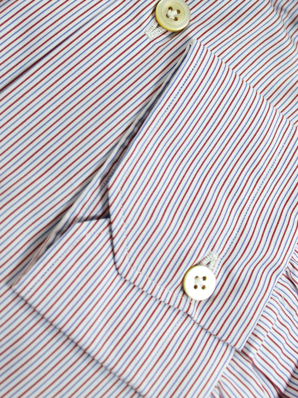 Kiton Dress Shirt White Maroon Royal Blue Stripes Spread Collar 40 - 15 3/4 SALE