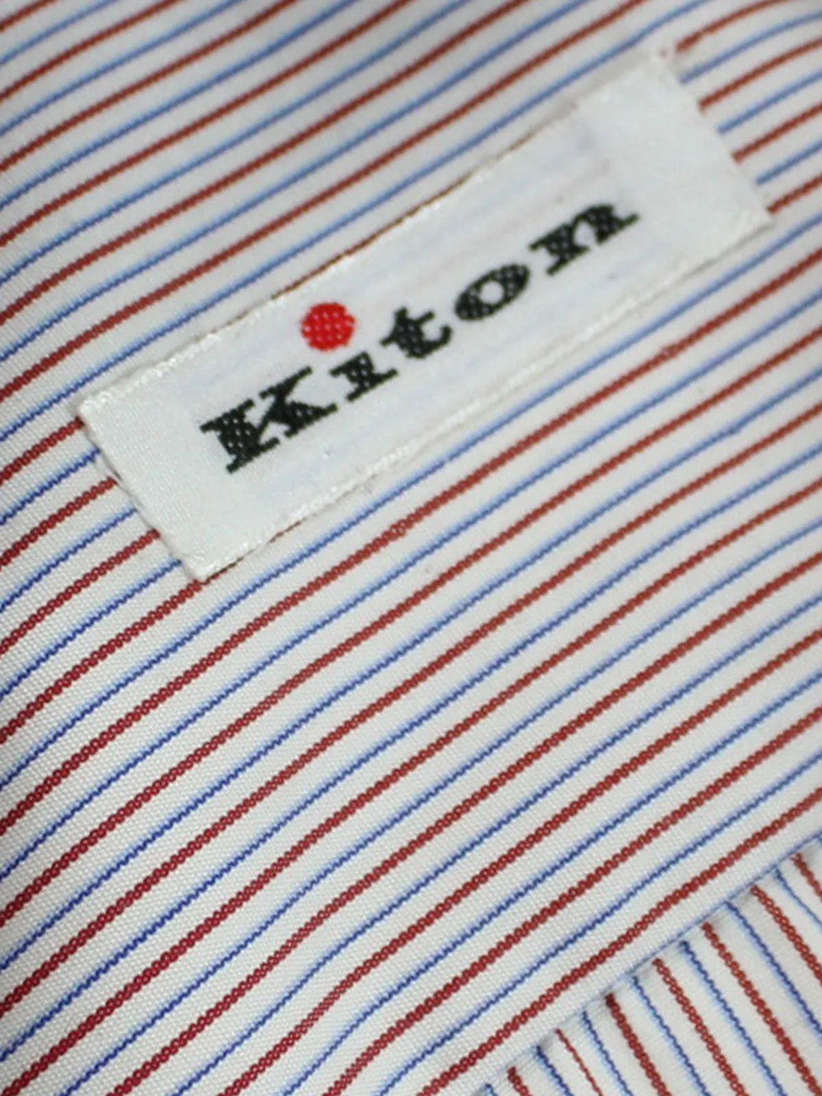 Kiton Dress Shirt White Maroon Royal Blue Stripes Spread Collar 40 - 15 3/4 SALE