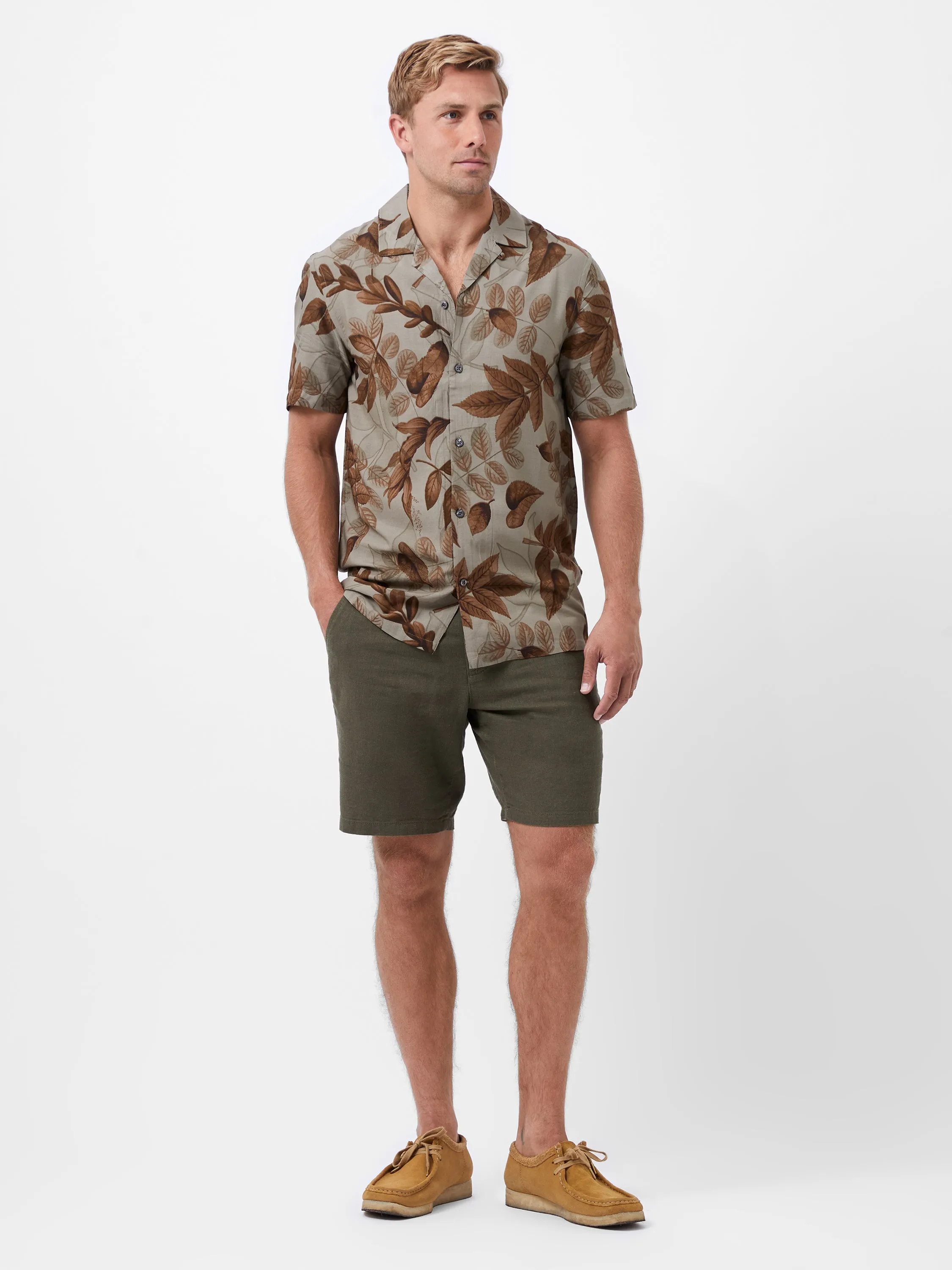 Leafy Viscose Short Sleeve Shirt