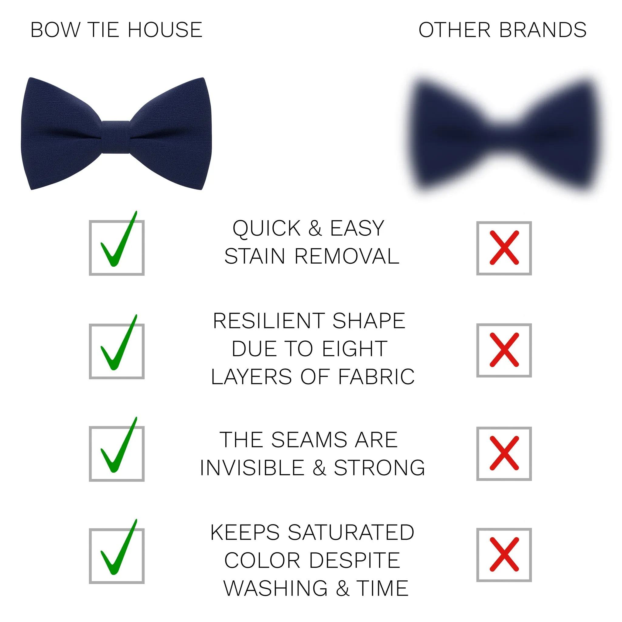 Linen Navy Blue Bow Tie